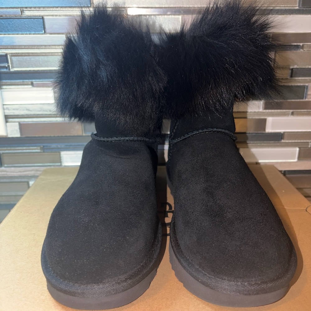UGG Black Suede Fur Boots